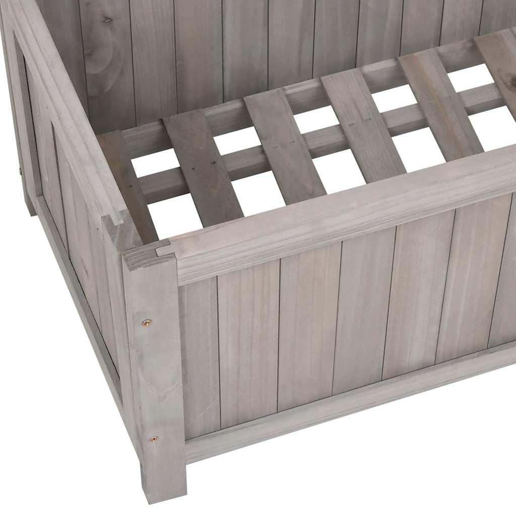 Jardinera Con Enrejado Gris 70x30x135 Cm Madera Maciza De Abeto_5