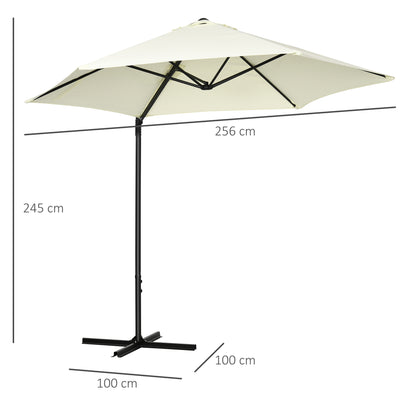 Outsunny Sombrilla Jardín Ø256x245 Cm Rotación 360° Apertura Manual Beige_2