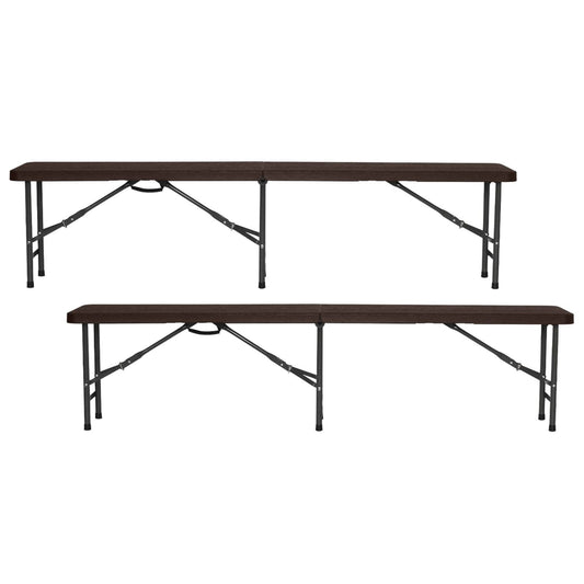 Pack 2 Bancos Plegables Catering Efecto Madera 180x30x43cm 7house_0