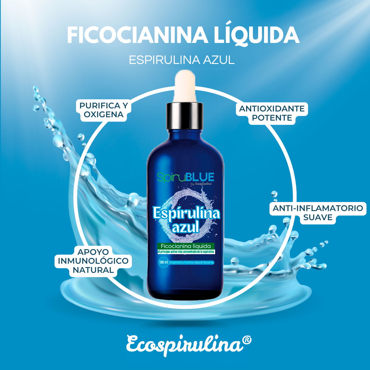 Ficocianina Líquida Ecológica De Espirulina Azul Ecospirulina 100 Ml_2