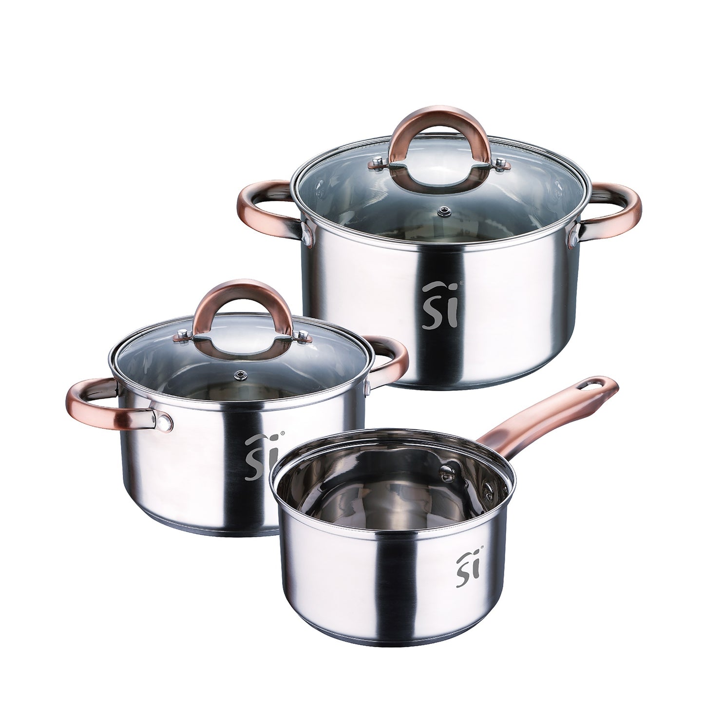 Set Batería 5pc Acero Inox + 2 Ollas A Presión Con Tapa + Set 5pc Sartenes (con Tapas) Ø20ø24ø28 Para Inducción San Ignacio_2
