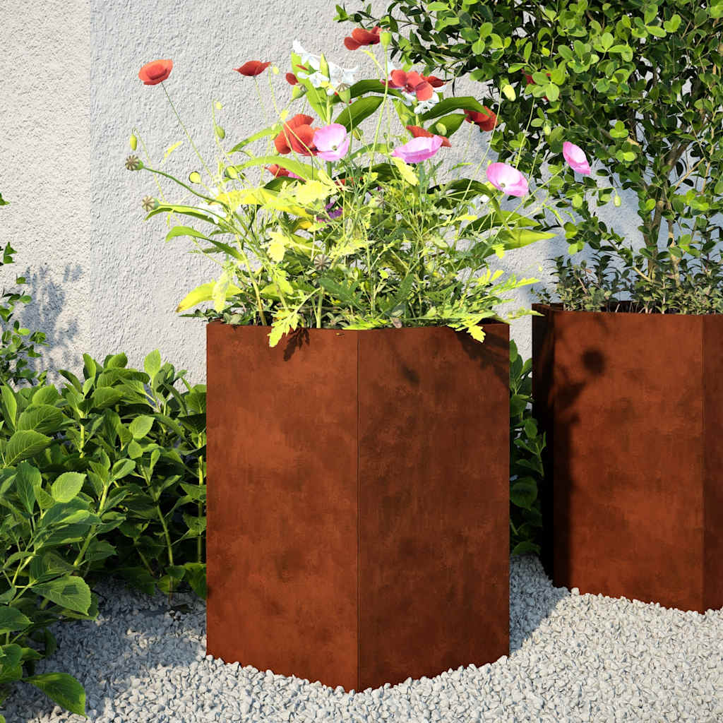Jardineras Hexagonales 46x40x45 Cm Acero Desgastado_2