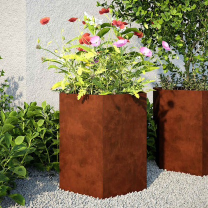 Jardineras Hexagonales 46x40x45 Cm Acero Desgastado_2
