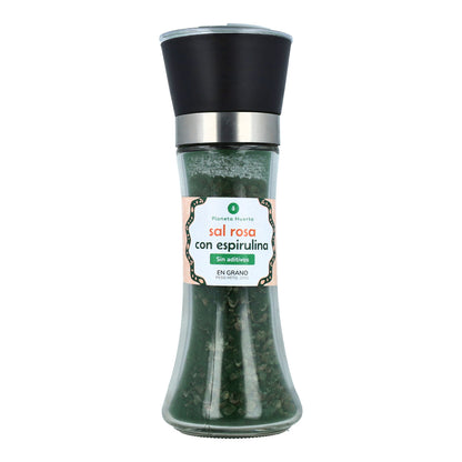 Moinho de sal rosa com algas Spirulina ECO Planeta Huerto 200g