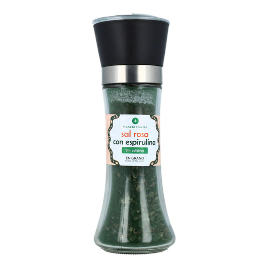 Moinho de sal rosa com algas Spirulina ECO Planeta Huerto 200g