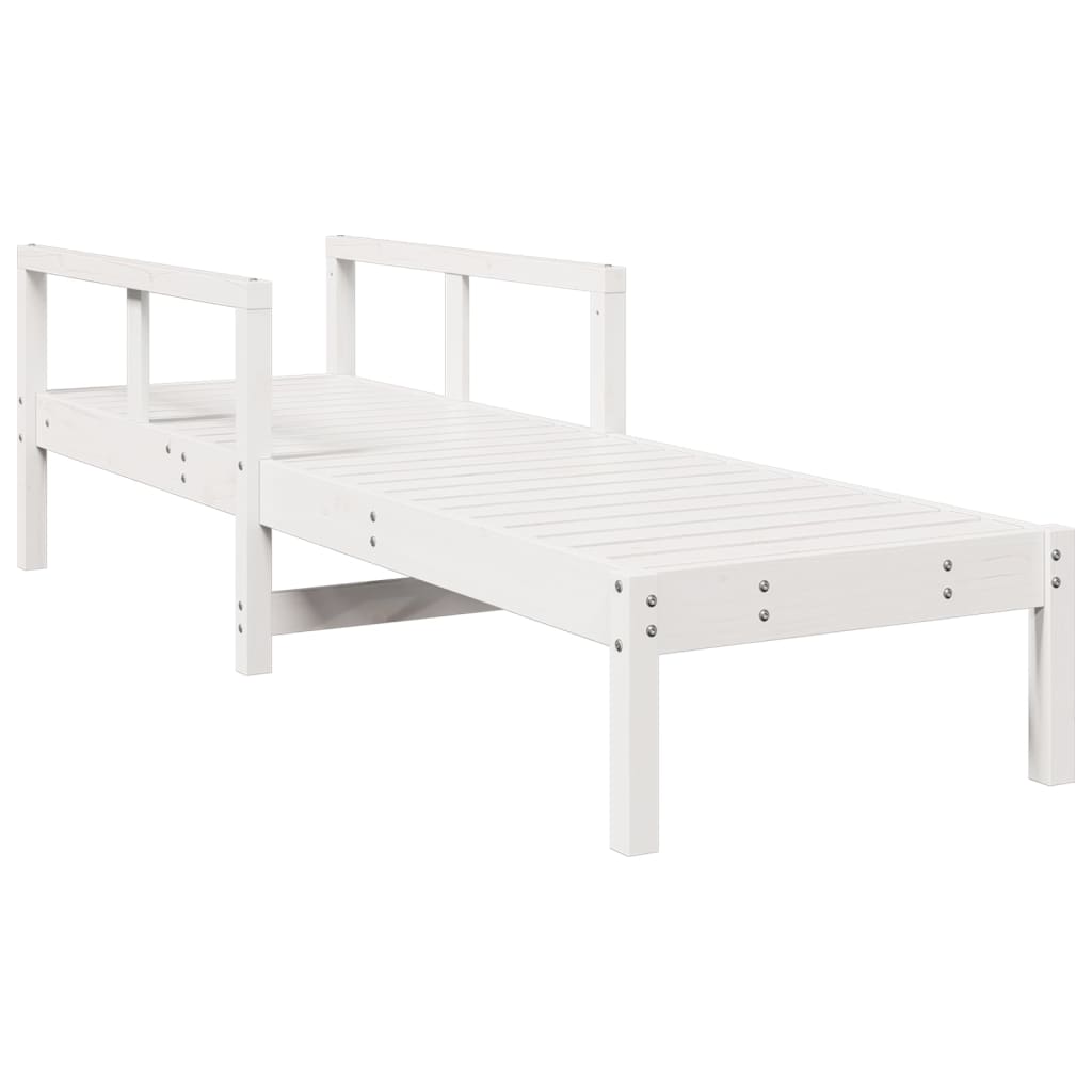 Tumbona De Madera Maciza De Pino Blanca 199,5x62x55 Cm / Vetonek_2