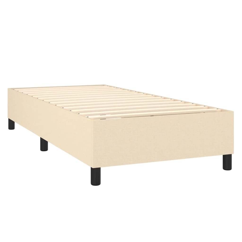 Cama Box Spring Colchón Y Luces Led Tela Color Crema 90x190 Cm / Vetonek_1