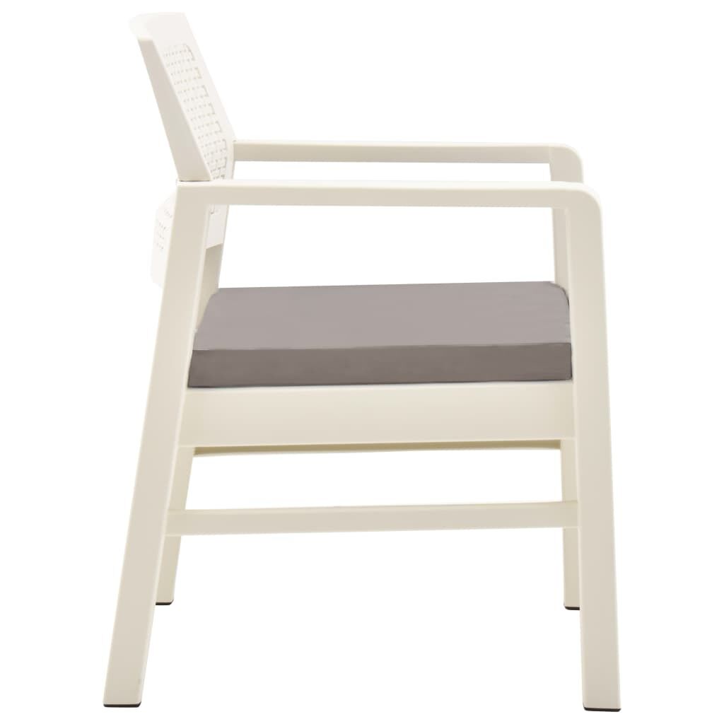 Vidaxl Set De Muebles De Jardín 3 Piezas Con Cojines Plástico Blanco_4