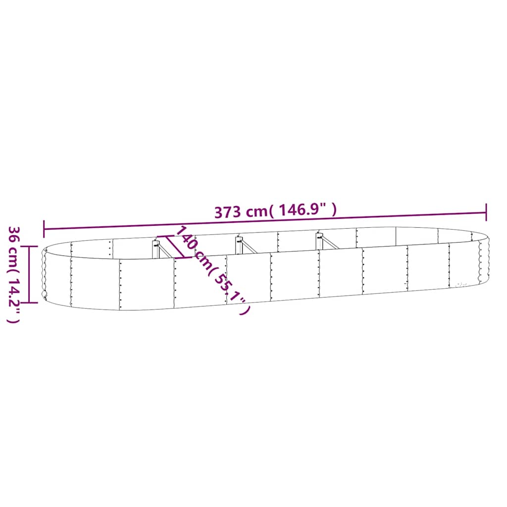 Jardinera Arriate Acero Galvanizado Plata 373x140x36 Cm_5