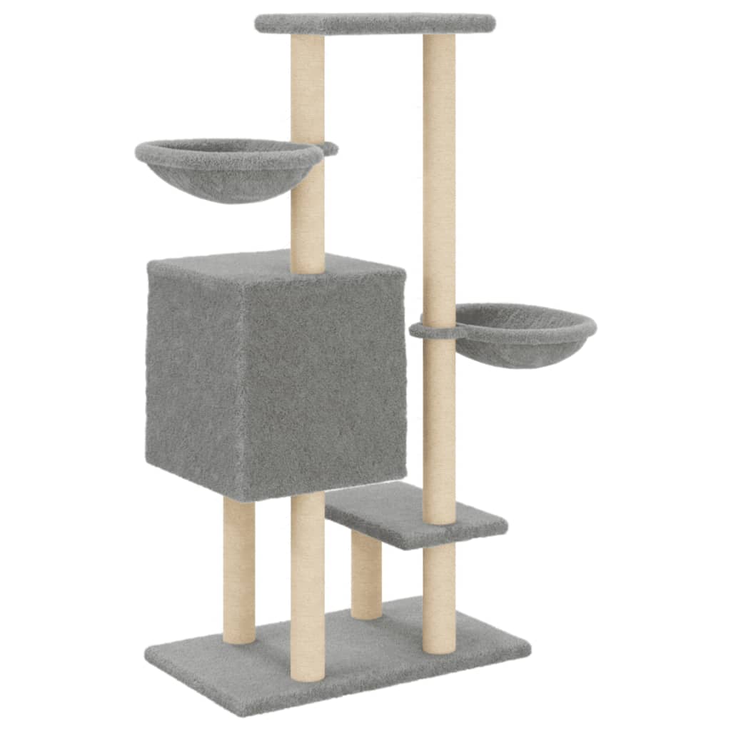 Rascador Para Gatos Con Postes De Sisal Gris Claro 117 Cm_5