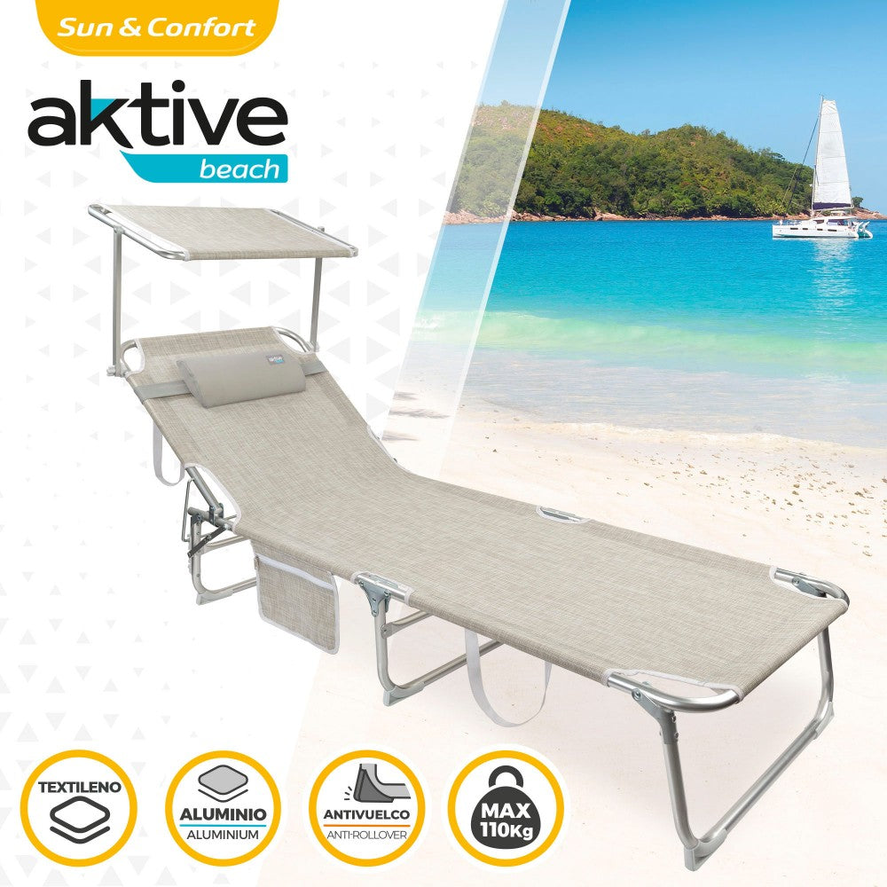 Tumbona Plegable Con Parasol Y Cojín Aktive Beach_1