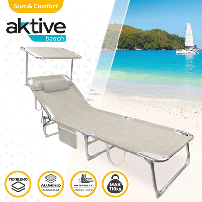Tumbona Plegable Con Parasol Y Cojín Aktive Beach_1