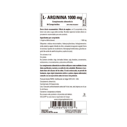 L-Arginina, 90 comprimidos de 1000 mg