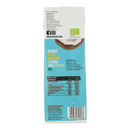 Bebida Vegetal de Coco Biológica Sem Açúcar Ecocesta 1L
