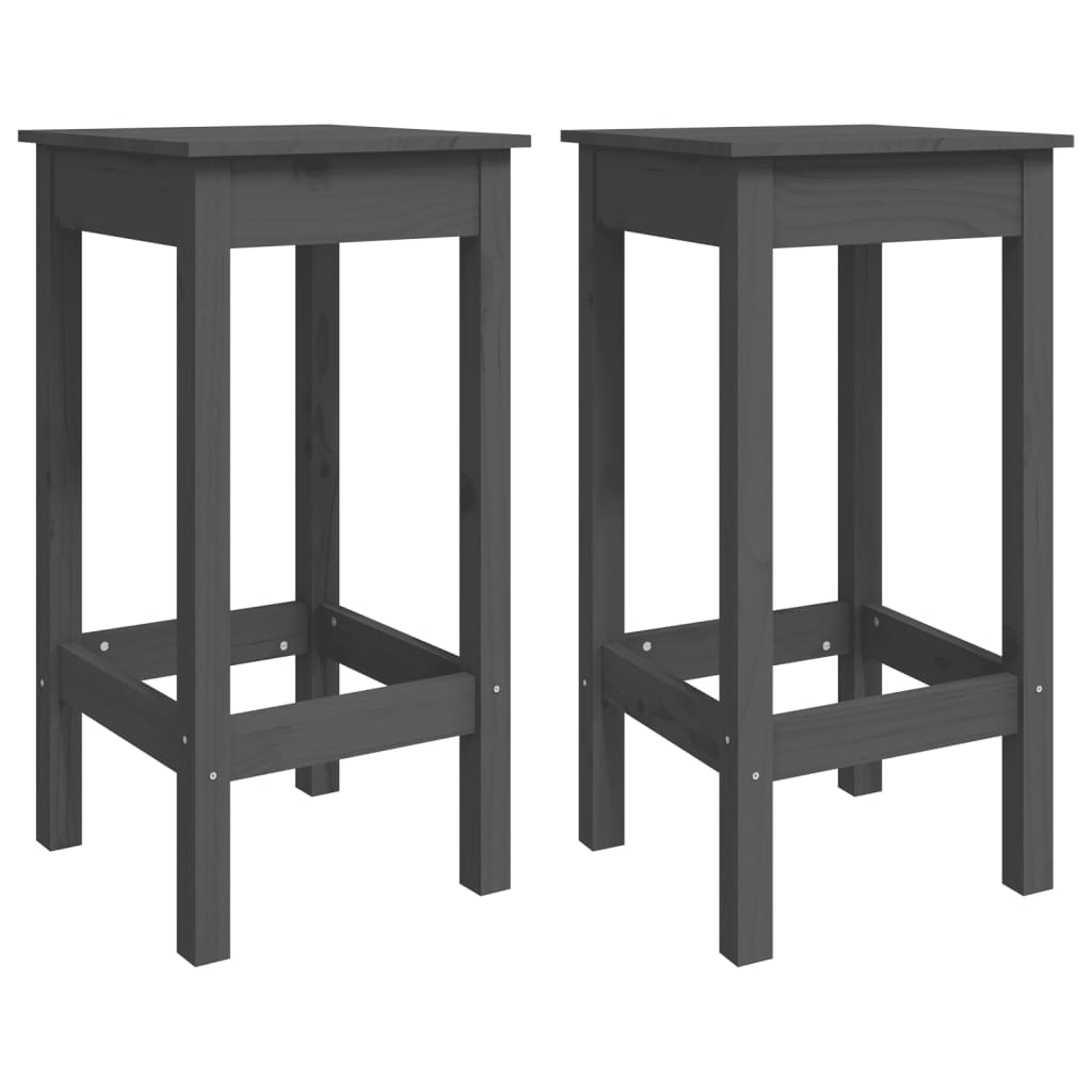 Vidaxl Set De Mesa Y Taburetes Altos Jardín 3 Piezas Madera Pino Gris_4