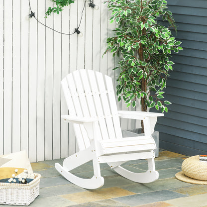 Outsunny Silla De Jardín Mecedora Silla Adirondack De Madera 77x94x97cm Blanco_1