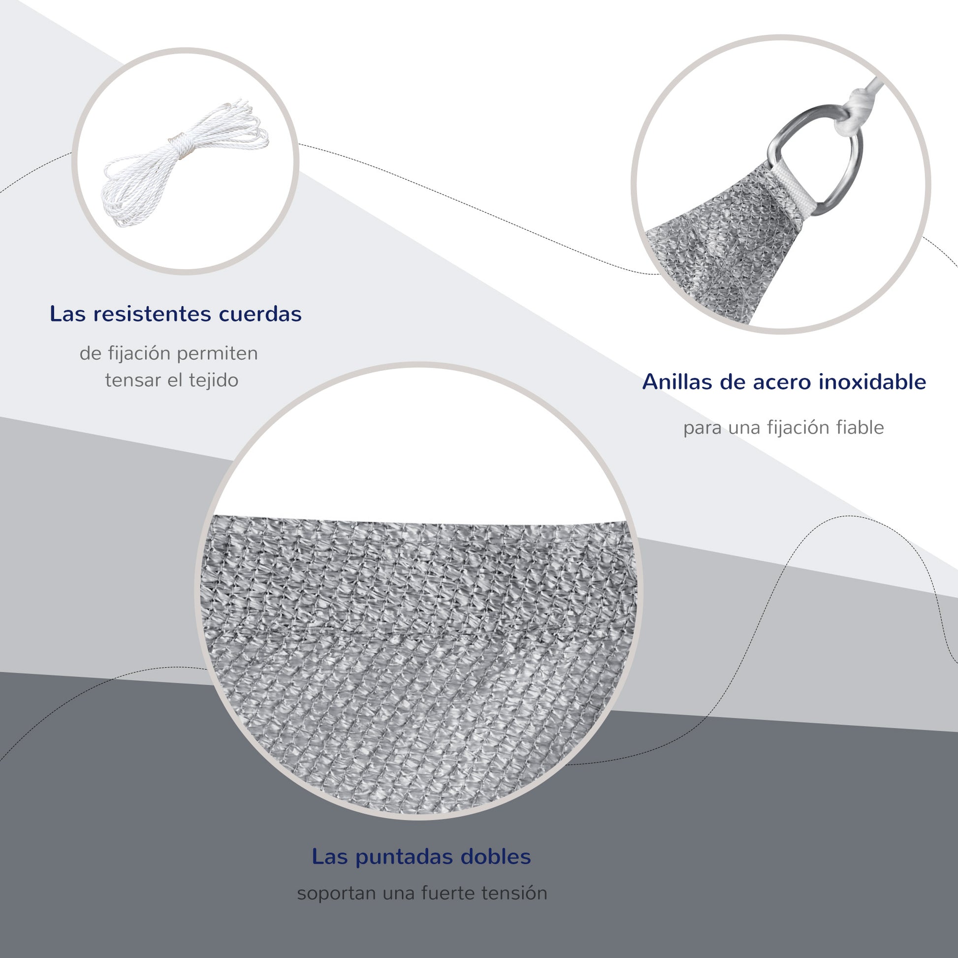 Outsunny Toldo Vela De Sombra Rectangular 4x3 M Protección Rayos Uv Gris_5