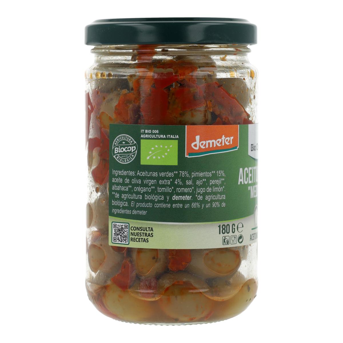 Azeitonas Verdes com Molho Mediterrânico Bio Organica Italia 180 gr