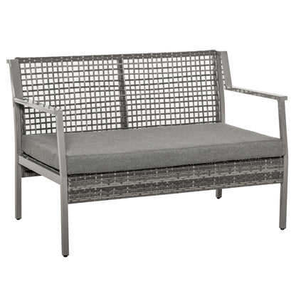 Outsunny Sofá De Ratán Dos Plazas Con Cojín Desmontable Sillón Mueble De Jardín_0