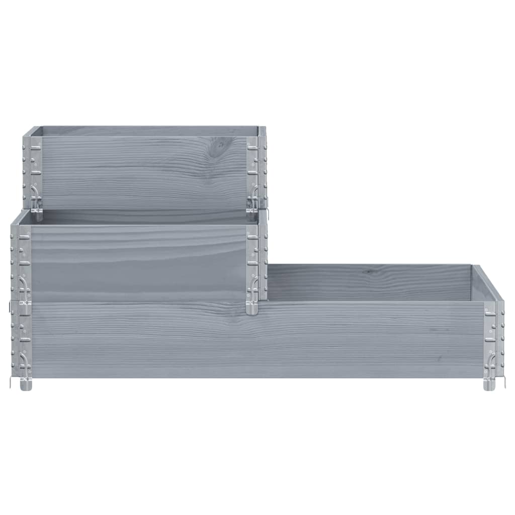 Arriate Elevado De 3 Niveles Madera Maciza Pino Gris 120x80 Cm_2