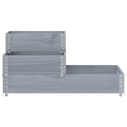Arriate Elevado De 3 Niveles Madera Maciza Pino Gris 120x80 Cm_2