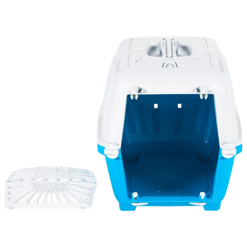 Vidaxl Transportín De Mascota Blanco Azul Polipropileno 55x36x36 Cm_3