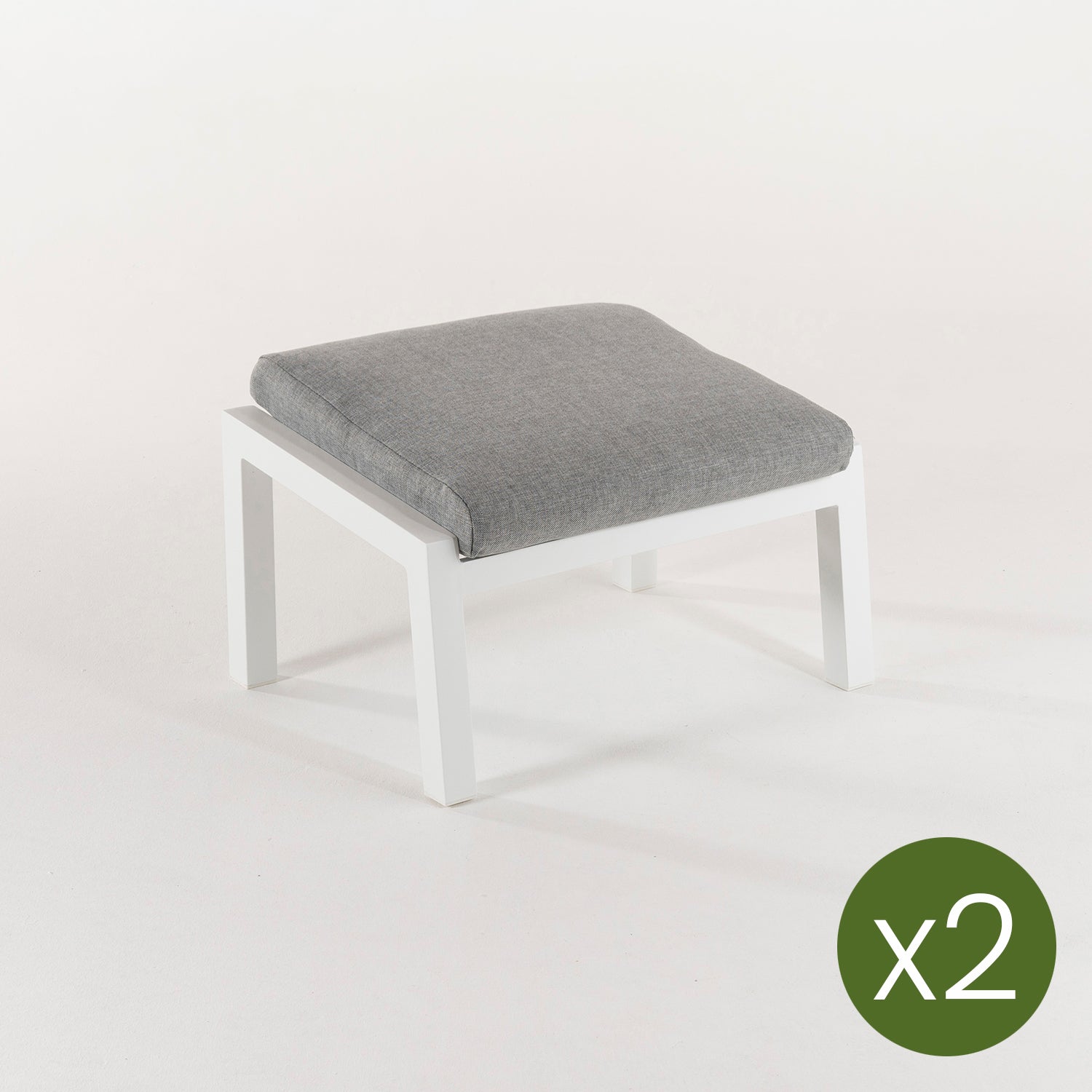 Puff De Exterior, Reforzado, Aluminio, Color Blanco, Reposapies:60x47x38_2