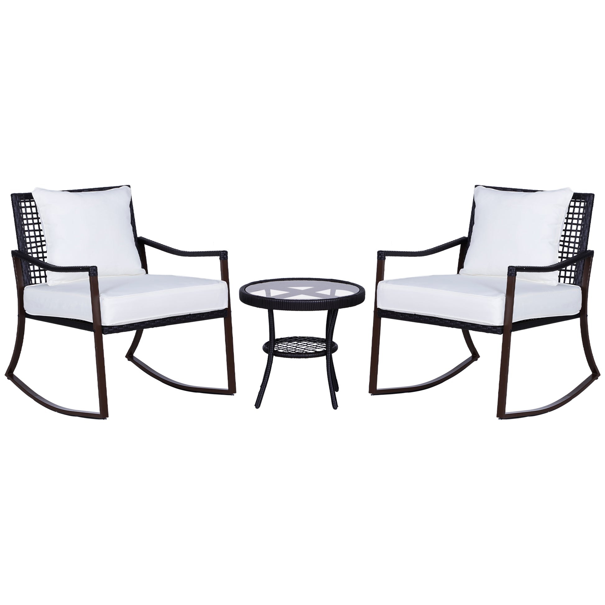 Outsunny Conjunto De Muebles De Ratán Para Jardín Con Mesa Ø51x46 Cm Y 2 Sillas_0