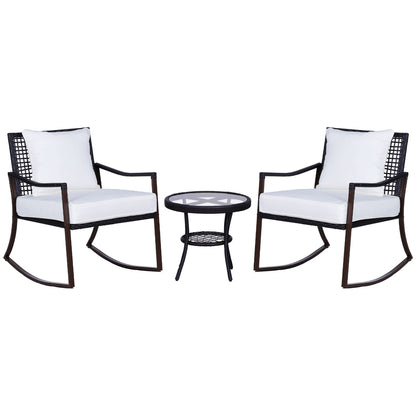 Outsunny Conjunto De Muebles De Ratán Para Jardín Con Mesa Ø51x46 Cm Y 2 Sillas_0