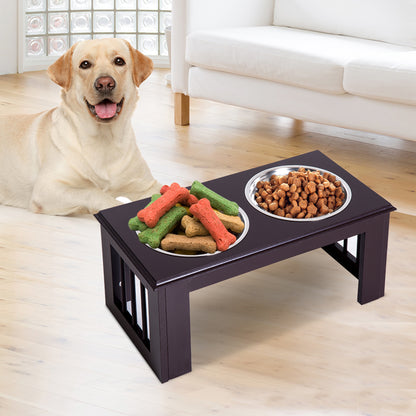 Pawhut Comedero Elevado Para Perros Con Soporte Y 2 Cuencos Extraíbles Acero_1