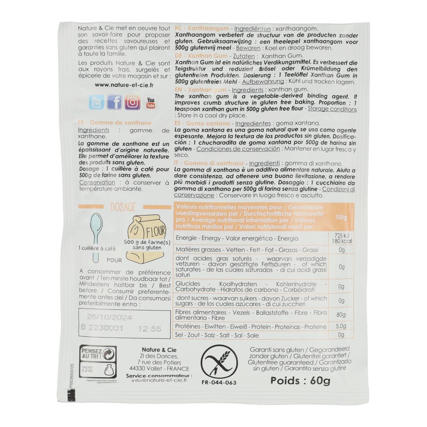 Goma xantana sem glúten Nature&amp;cie 60 g