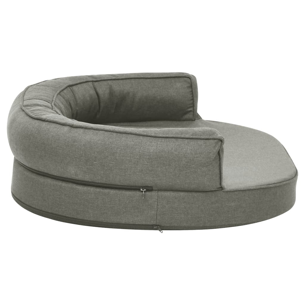 Vidaxl Colchón De Cama De Perro Ergonómico Aspecto Lino Gris 75x53 Cm_3