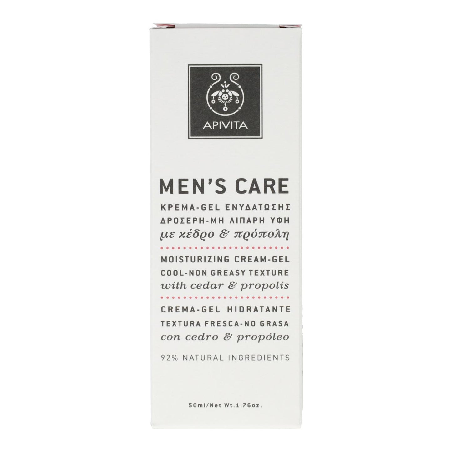 Creme-Gel Hidratante/ Textura Fresca Não Oleosa com Cedro e Própolis Apivita 50 ml