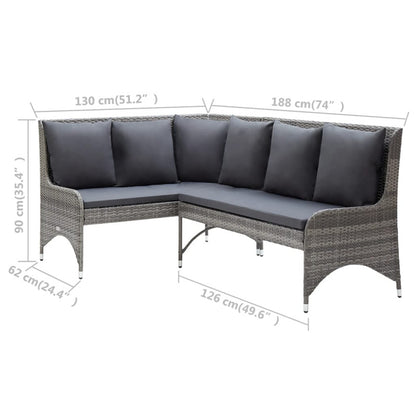 Vidaxl Sofás De Esquina De Jardín 2 Piezas Ratán Pe Gris_5