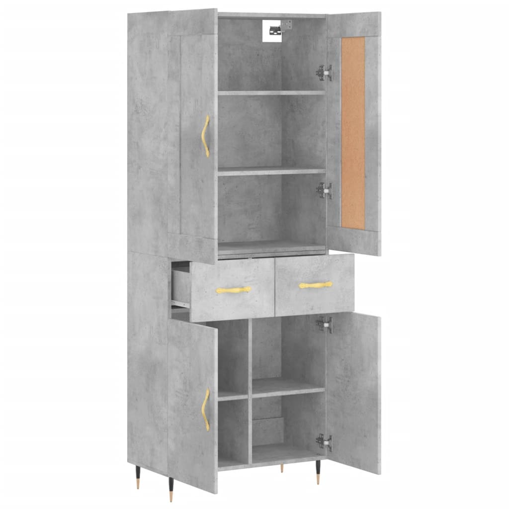 Aparador Alto Madera Contrachapada Gris Hormigón 69,5x34x180 Cm_3