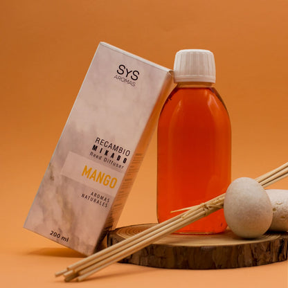 Recambio Mikado Mango 200 Ml Con Varillas | Aroma Tropical Dulce | Refill Difusor | Larga Duración_3