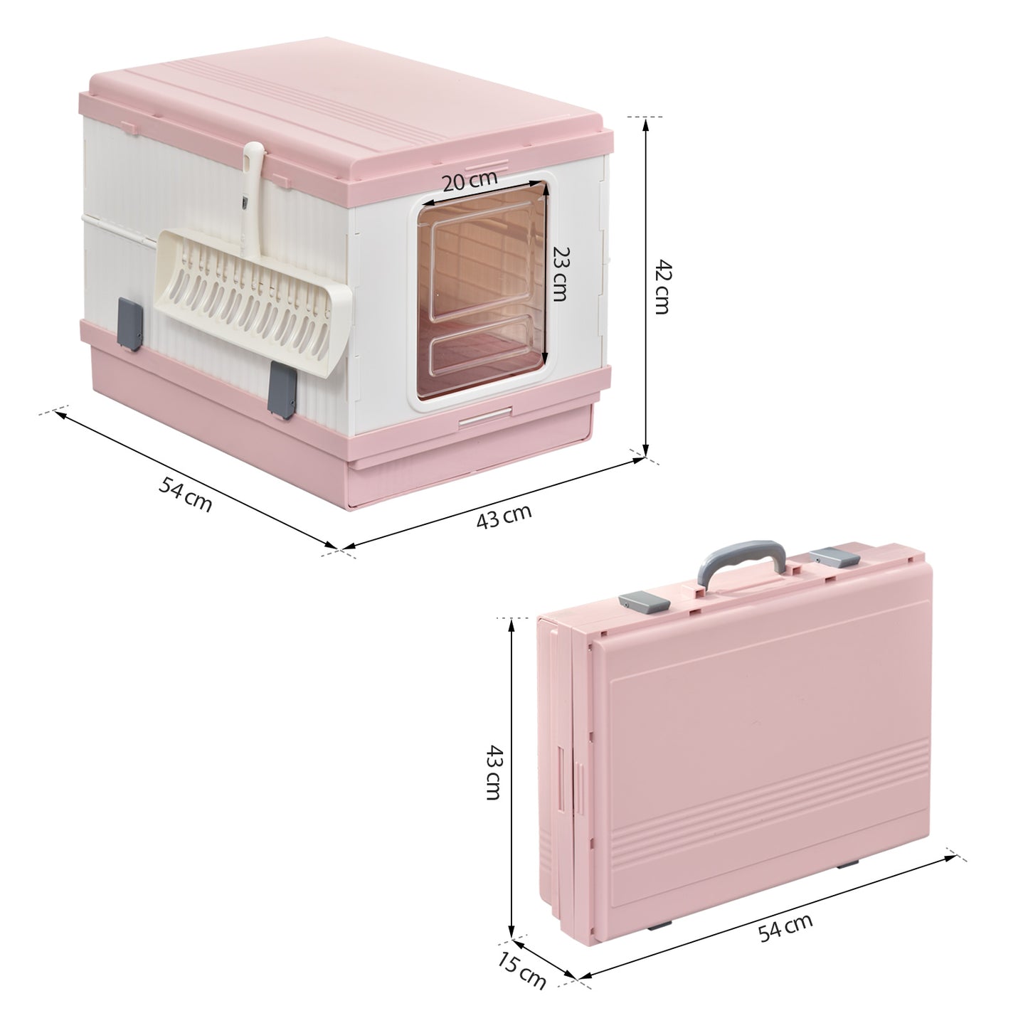 Pawhut Caja De Arena Para Gatos Plegable Portátil Con Orificio Abs 54x43x42_2