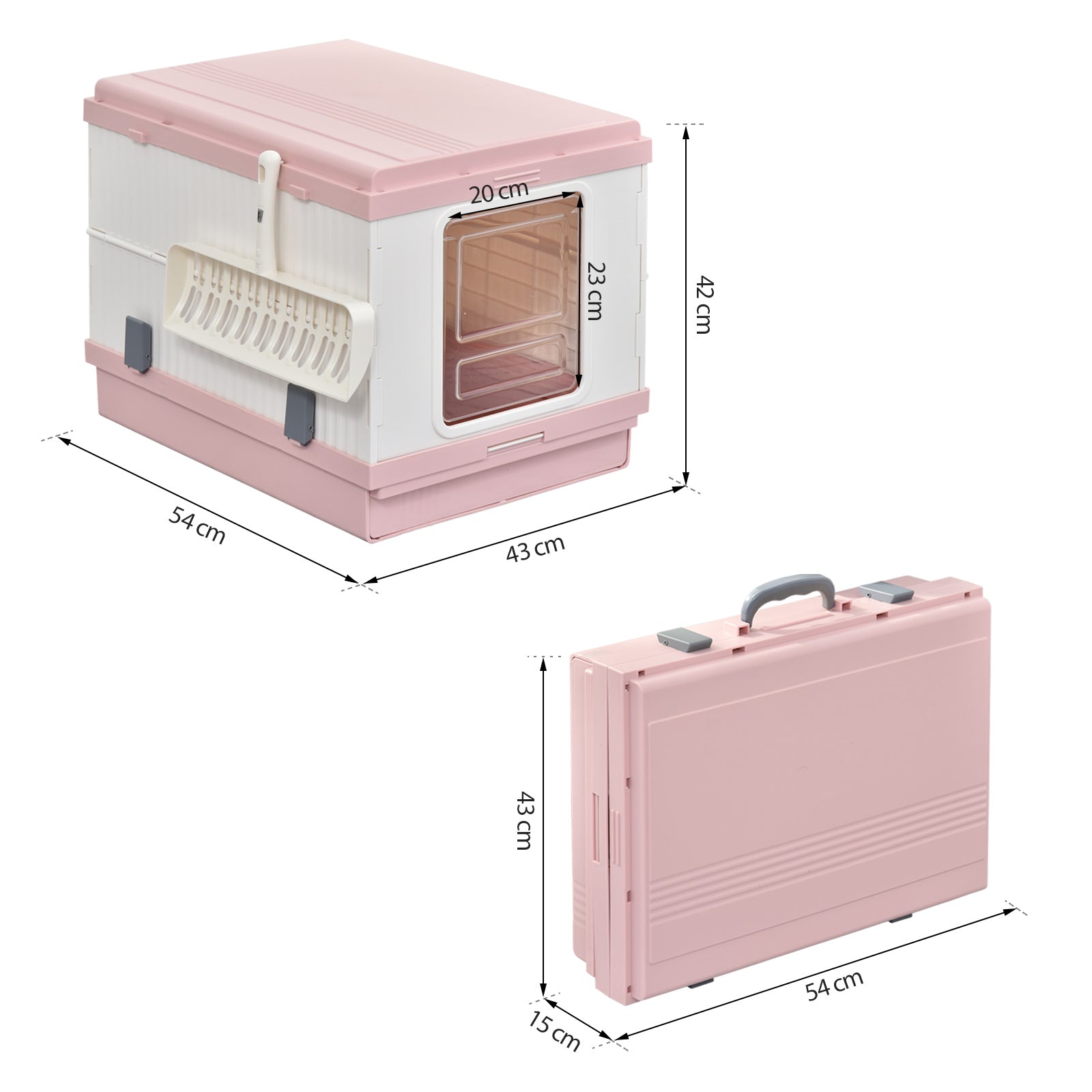 Pawhut Caja De Arena Para Gatos Plegable Portátil Con Orificio Abs 54x43x42_2