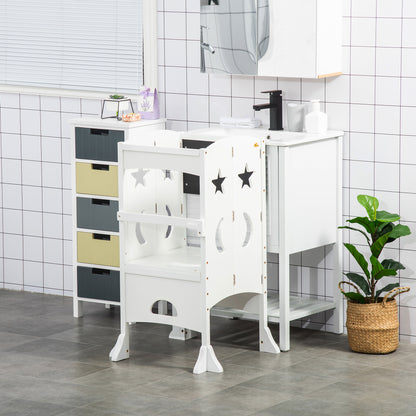 Homcom Torre De Aprendizaje Para Niños 3-6 Años Plegable Pizarra 56,5x56,5x94cm_1