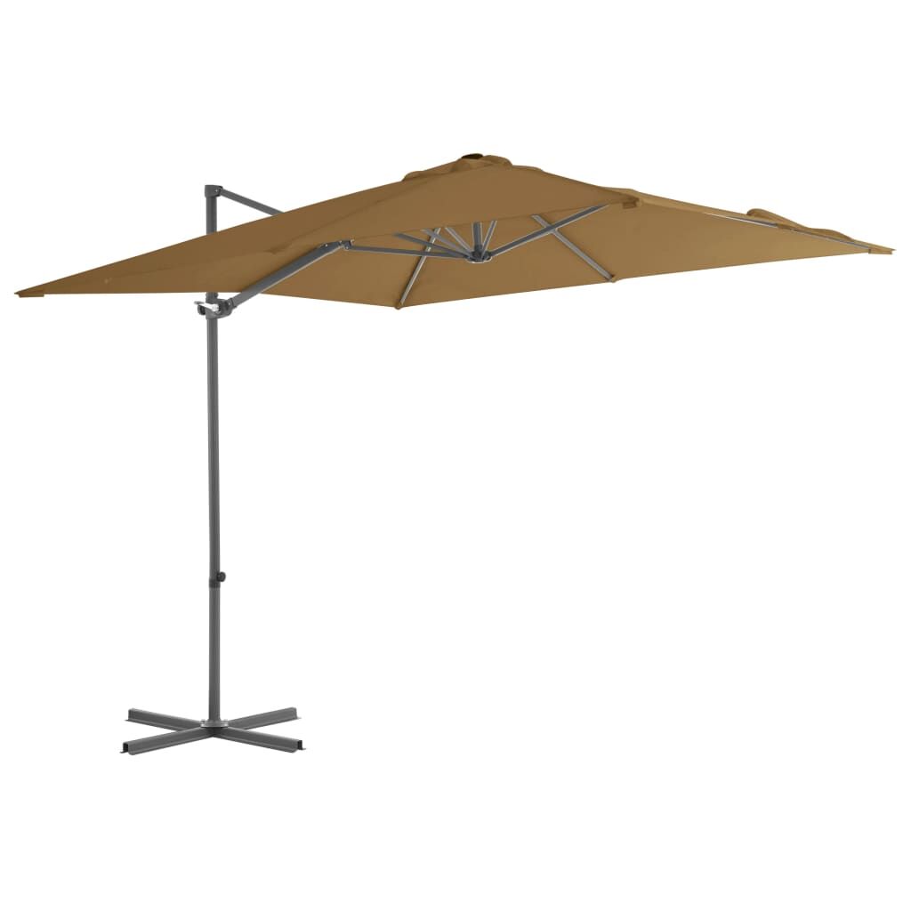 Vidaxl Sombrilla Jardín Voladiza Palo De Acero Taupe 250x250 Cm_0