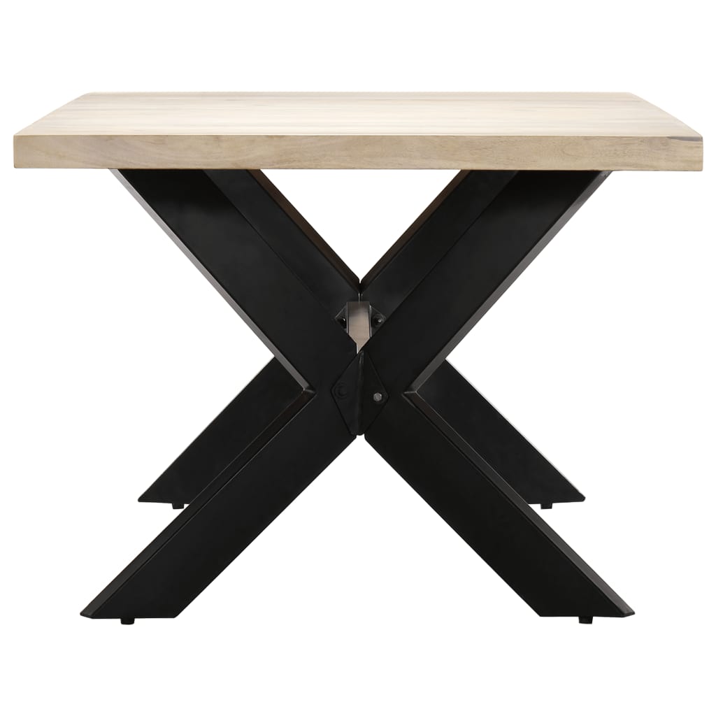 Mesa De Comedor Madera Maciza De Mango Blanco 200x100x75 Cm_1