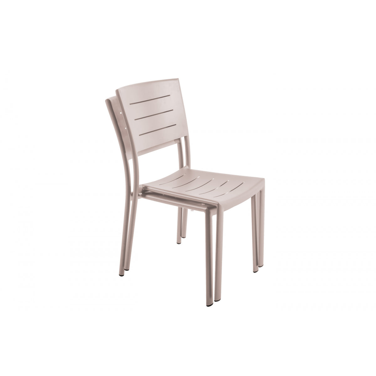 Juego De 4 Sillas Apilables De Jardín De Aluminio Color Topo Nuez Moscada Inari -muebles De Jardín -45x59,5xh84cm_3