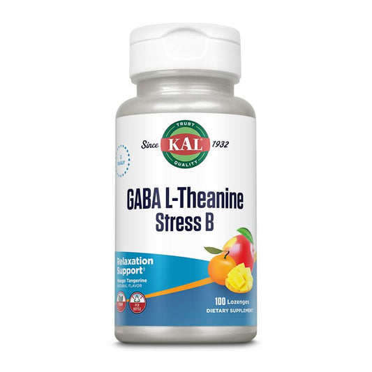 GABA L-Teanina Stress B-SOLARAY 100 Comprimidos Sublinguais. Adequado para Veganos.