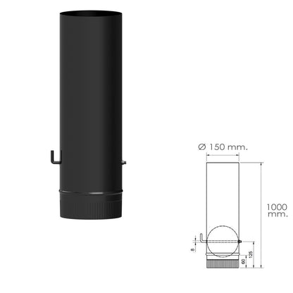 Wolfpack Tubo De Estufa Acero Vitrificado Negro Ø 150 Mm. Con Llave Estufas De Leña, Chimenea, Alta Resistencia, Color Negro_1