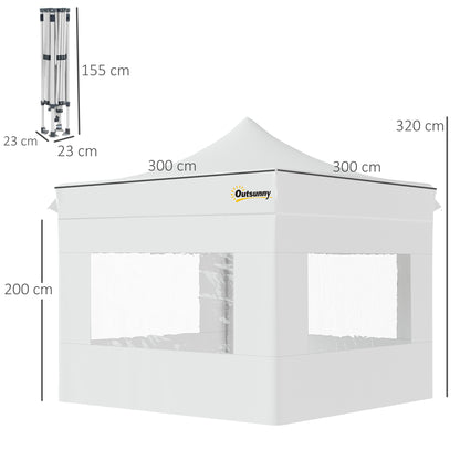 Outsunny Carpa Plegable 3x3 M Con Altura Ajustable Y 4 Paredes Extraíbles Blanco_2