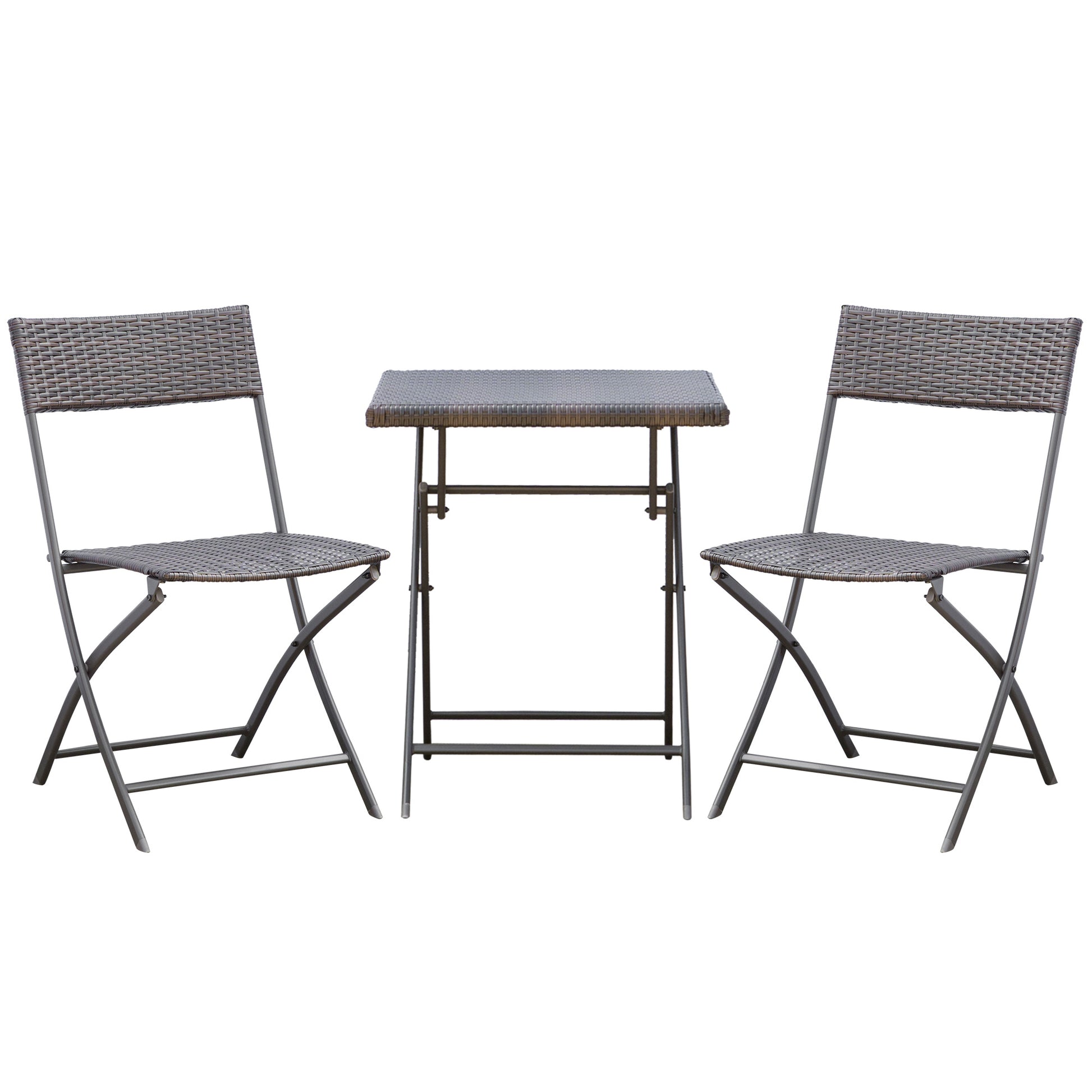 Outsunny Conjunto De Muebles Ratán De Jardín O Terraza 1 Mesa Y 2 Sillas_0