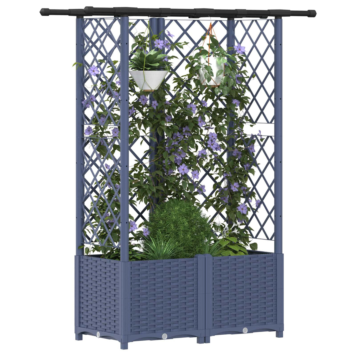 Cama Elevada Con Trellis Y Techo Gris 124 X 40 X 136 Cm Pp_2