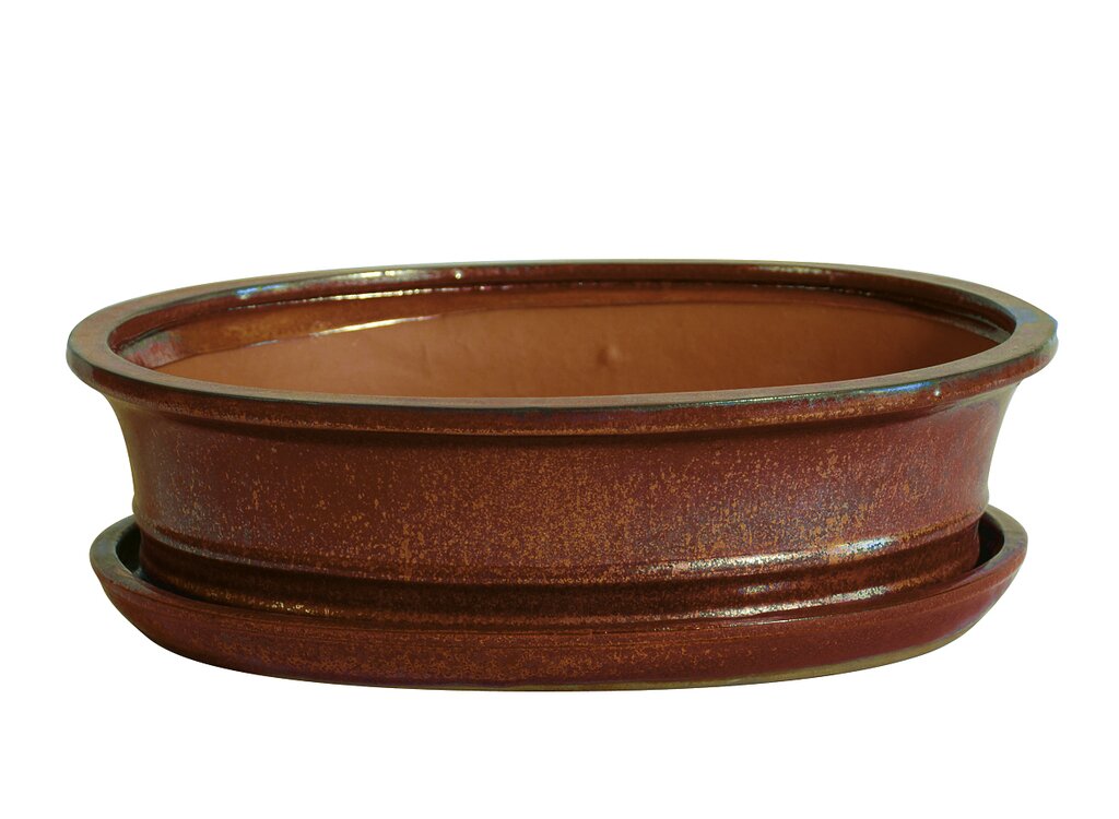 Tiesto Oval Rojo Con Plato 26x21x8cm_0