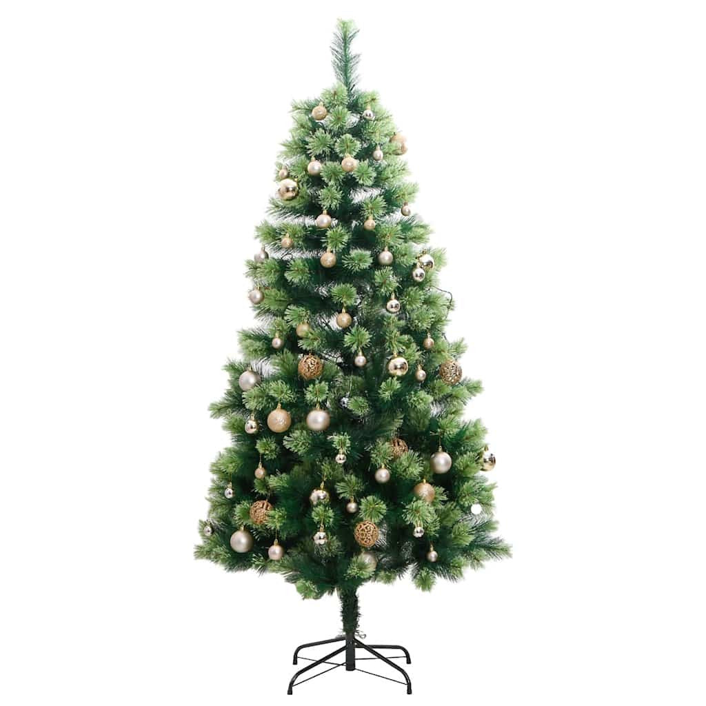 Vidaxl Árbol De Navidad Artificial Con Bisagras 300 Led Y Bolas 180 Cm_3