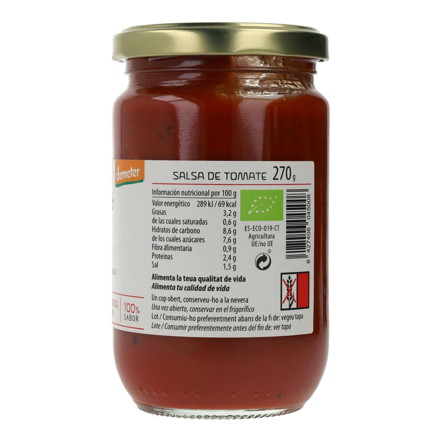 Molho de tomate biológico Cal Valls, 290 g